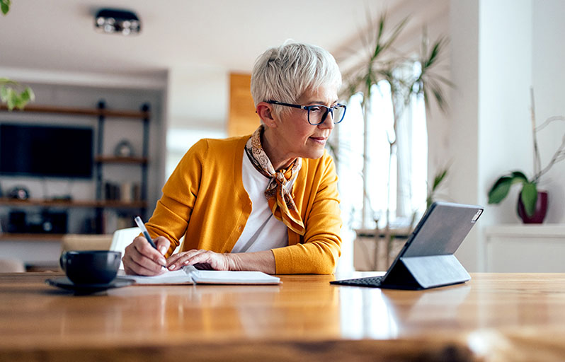 Woman working on laptop